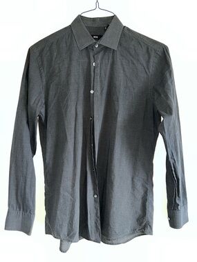 BOSS Men's Dark Charcoal Long-Sleeve Dress Shirt